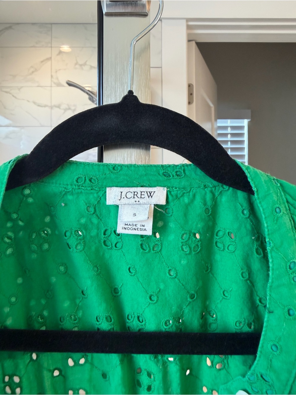 J. Crew Kelly Green Eyelet Sleeveless Button-Front Mini Dress - Picture 2 of 6